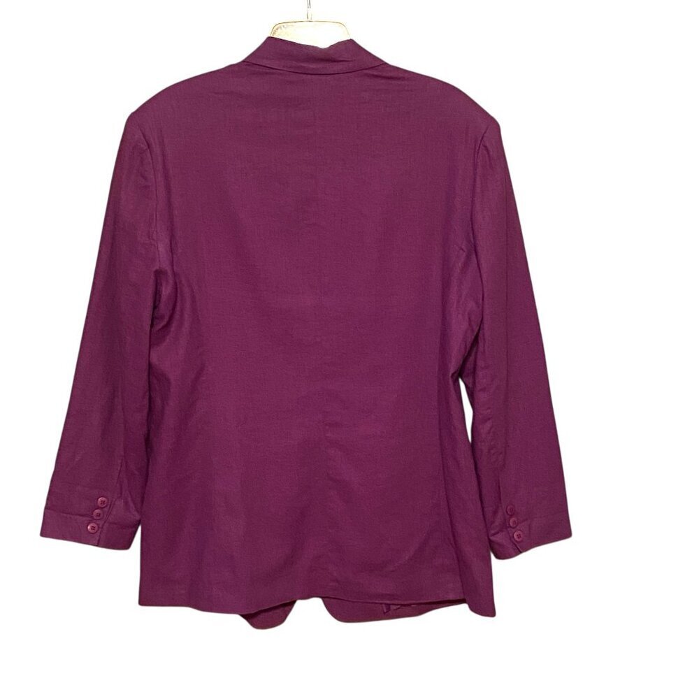 ADOLFO International Purple Lined Blazer Linen One Button Women's Size (12) - Picture 2 of 8